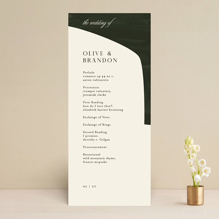 "Warner" - Wedding Programs in Emerald by Carrie ONeal - Front