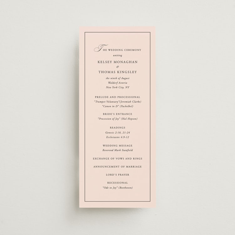 "Story Line" - Wedding Programs in Petal by Kimberly FitzSimons - Front