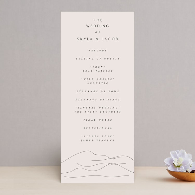 "Mountains" - Wedding Programs in Ivory by Angela Thompson - Front