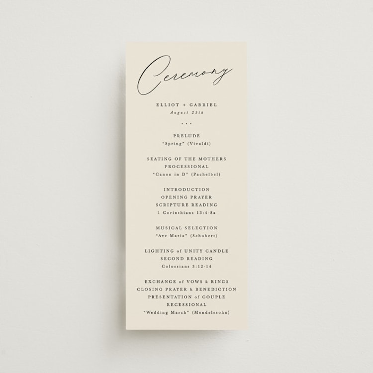 "Scripted Names" - Wedding Programs in Ecru by Hooray Creative - Front