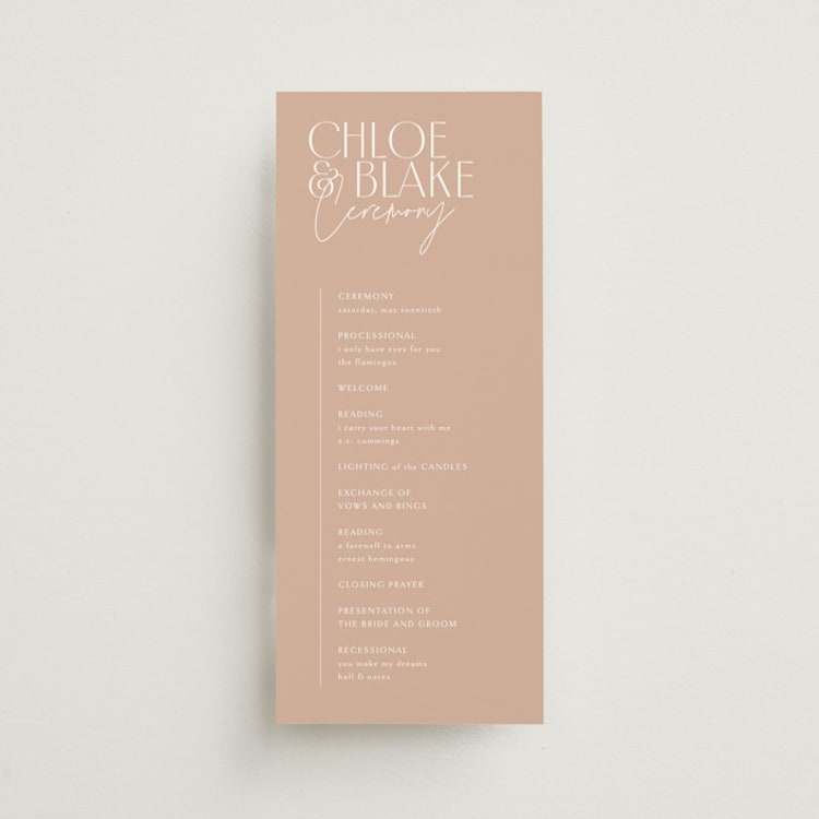 "Overlap" - Wedding Programs in Terracotta by Kelly Schmidt - Front