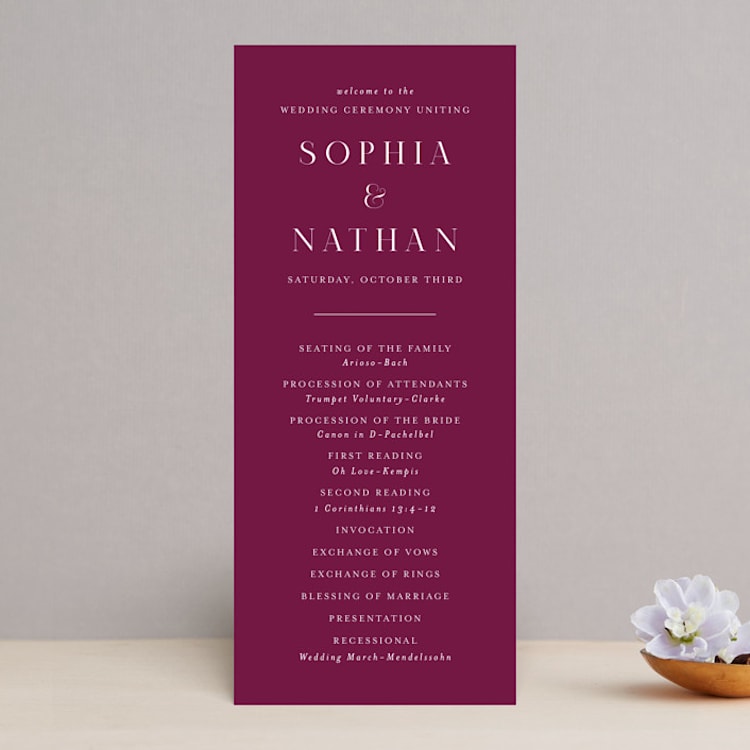 "veranda" - Wedding Programs in Merlot by Angela Marzuki - Front