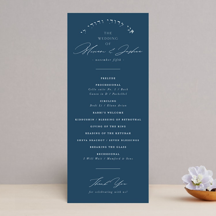 "Linen" - Wedding Programs in Midnight by Ashley Rosenbaum - Front