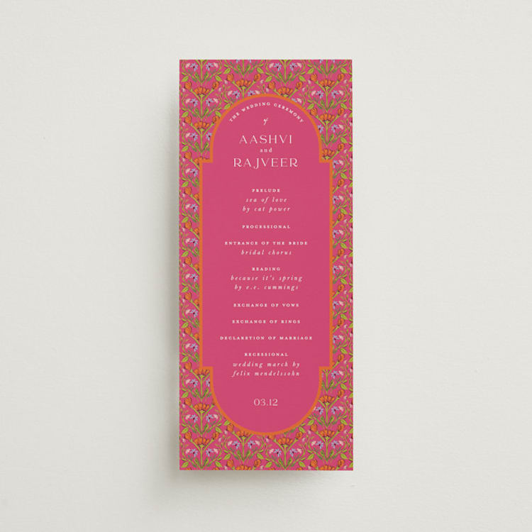"Varna" - Wedding Programs in Fuchsia by Pati Cascino - Front