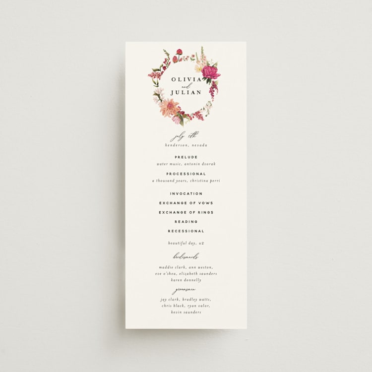 "Lush" - Wedding Programs in Magenta by Susan Moyal - Front
