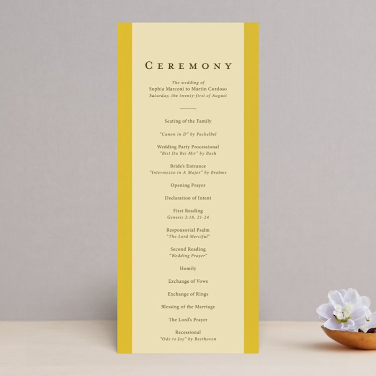 "sophia" - Wedding Programs in Sunshine by Ani Somi - Front