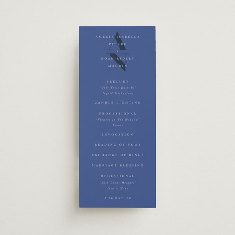 "Centro" - Wedding Programs in Marseille Bleu by Up Up Creative - Front