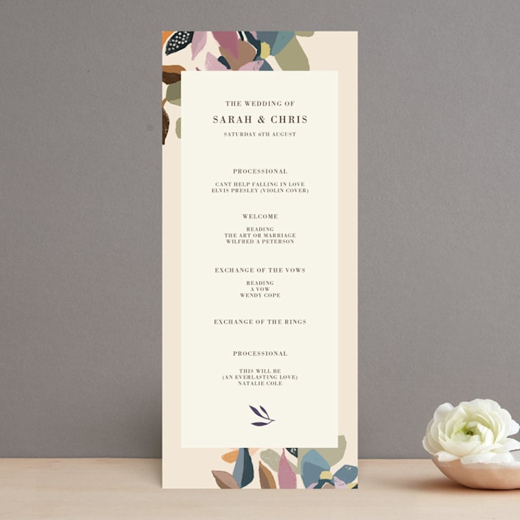"flower press" - Wedding Programs in Mauve by Peony Rose Design - Front