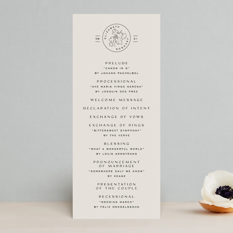 "Wine Label" - Wedding Programs in Stone by Owl and Toad - Front