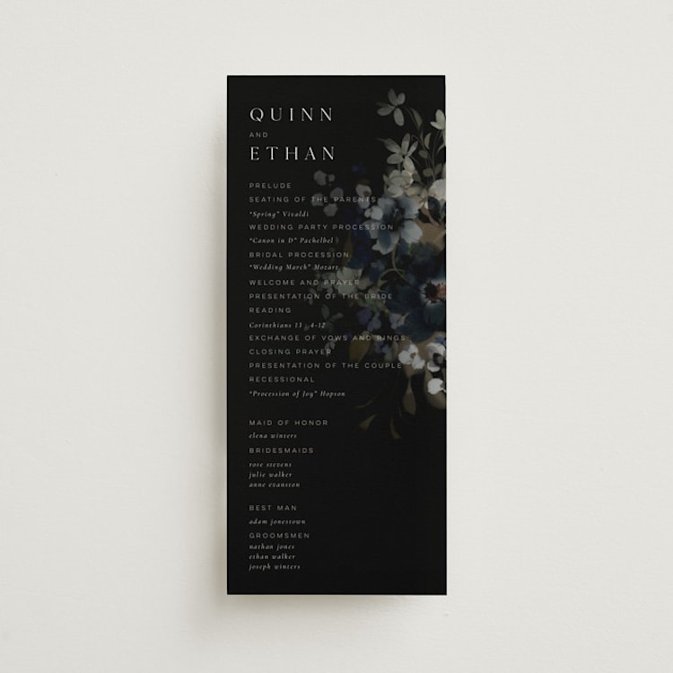 "Vintage Botanical" - Wedding Programs in Midnight by Grace Kreinbrink - Front