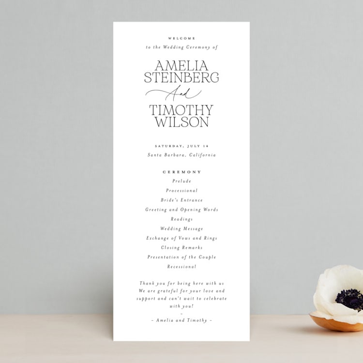 "Dashing" - Wedding Programs in Pearl by Benita Crandall - Front