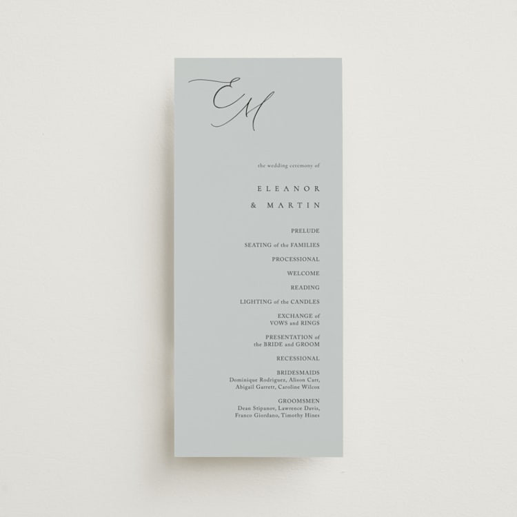 "Corner" - Wedding Programs in Sky by Kelly Schmidt - Front