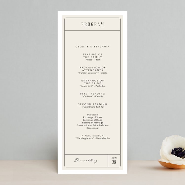"Everlasting" - Wedding Programs in Cotton by FRANI - Front