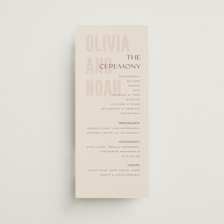 "Salted" - Wedding Programs in Blush by Pixel and Hank - Front