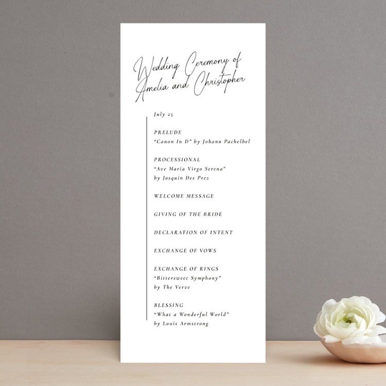 "Opera" - Wedding Programs in Tuxedo by Jackie Mangiolino - Front