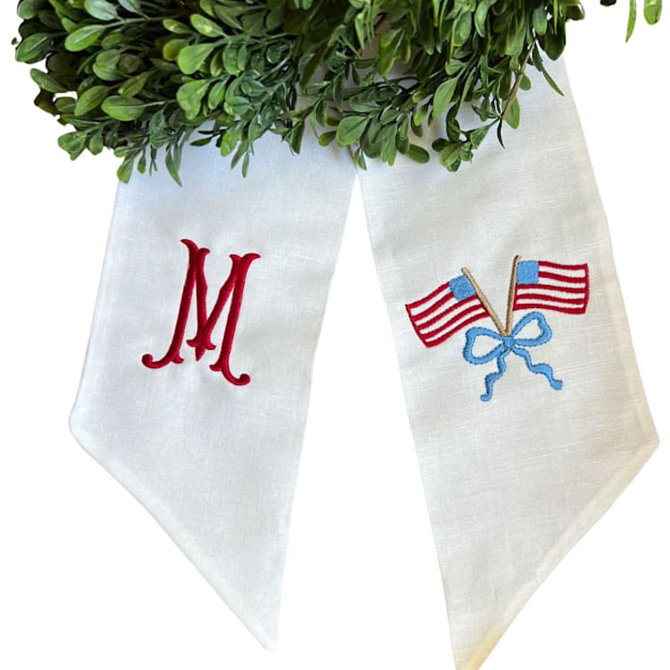 "Personalized Patriotic Wreath Sash" - Wreaths in white by Virginia Marcello