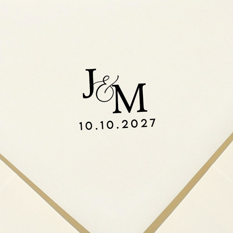 "Wedding Monogram with Date Stamp | Self Inking Monogram Stamp" - Rubber Stamps in black by Samantha Malvey