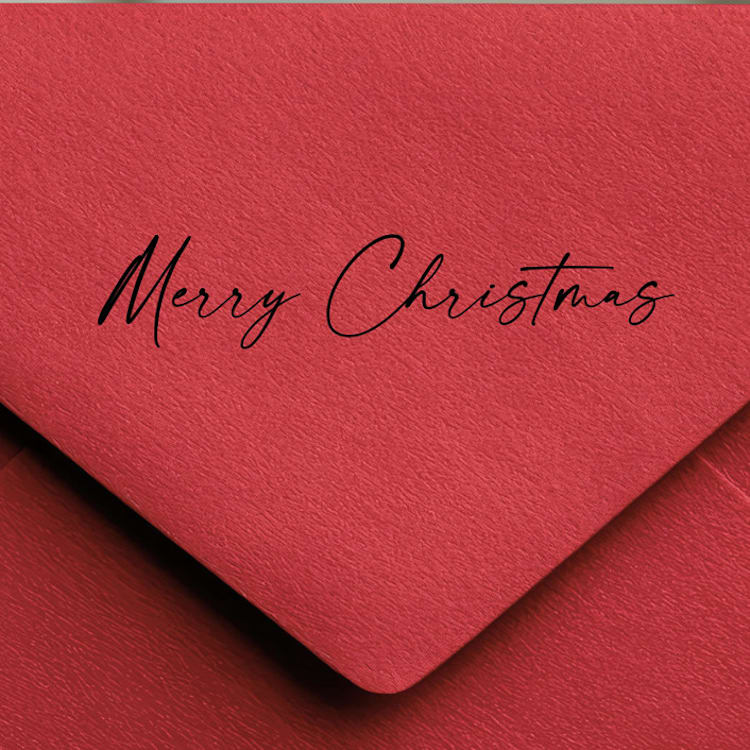"Merry Christmas Handwritten Stamp | Self-Inking Stamp" - Rubber Stamps in black by Samantha Malvey