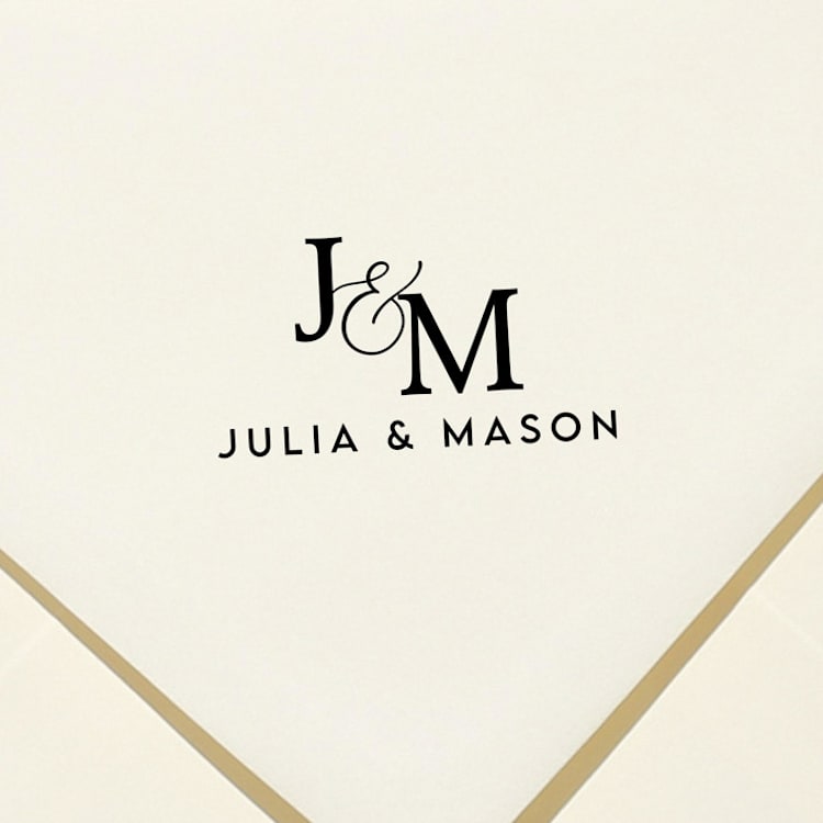 "Wedding Monogram Stamp | Self Inking Monogram Stamp" - Rubber Stamps in black by Samantha Malvey