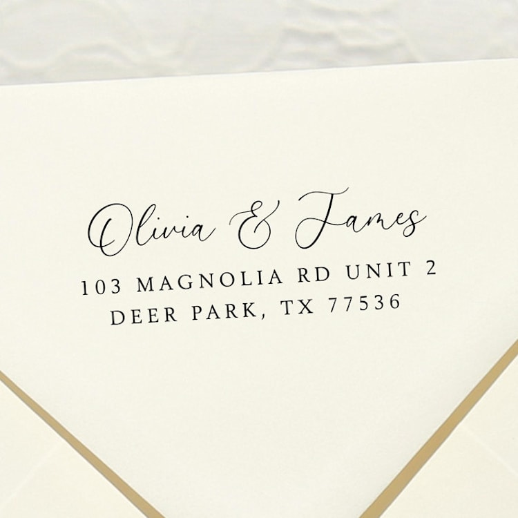 "Romantic Love Address Stamp | Self Inking Return Address Stamp" - Address Stamps in black by Samantha Malvey