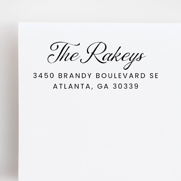 "Calligraphy Return Address Stamp | Wood Handle Stamp" - Address Stamps in multicolor by Sara Luke