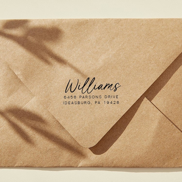 "Simple Script Address Stamp | Wood Handle Stamp" - Address Stamps in multicolorassorted-colors by Sara Luke