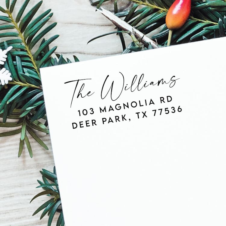"Family Name Address Stamp Classic | Self Inking Return Address Stamp" - Address Stamps in black by Samantha Malvey