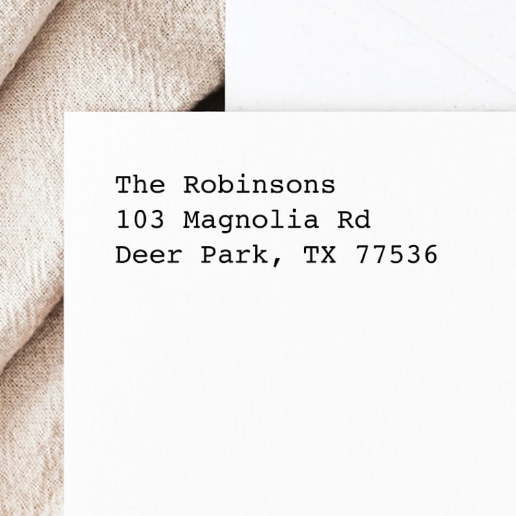 "Minimalist Return Address Stamp | Self-Inking Return Address Stamp" - Address Stamps in black by Samantha Malvey