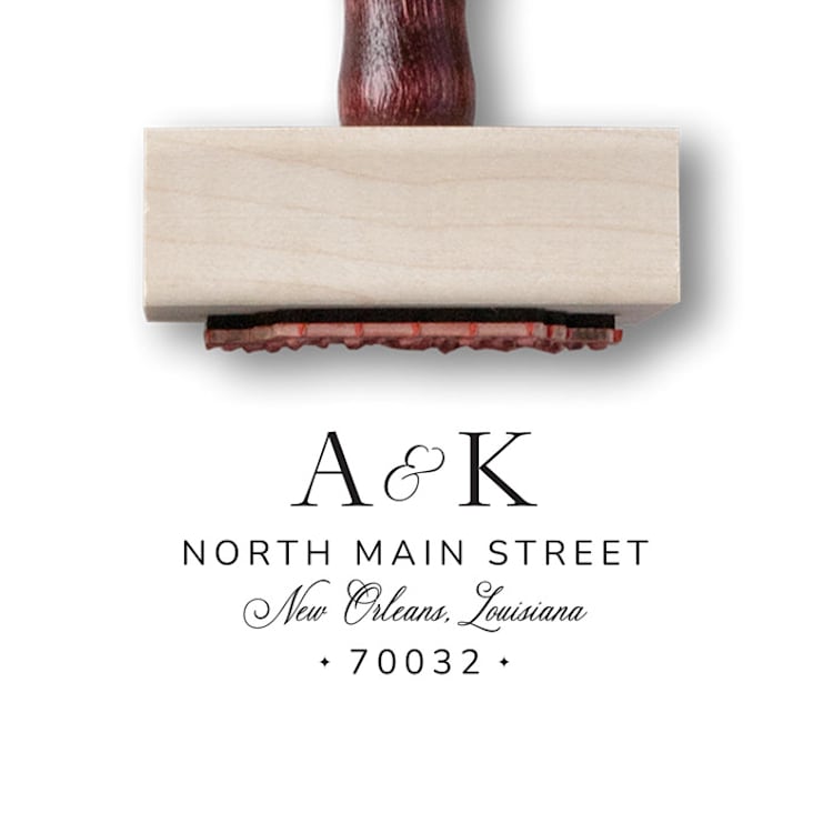 "Custom Wedding Monogram Return Address Stamp | Wooden Rubber Stamp" - Address Stamps in multicolorassorted-colors by Alyssa Cook