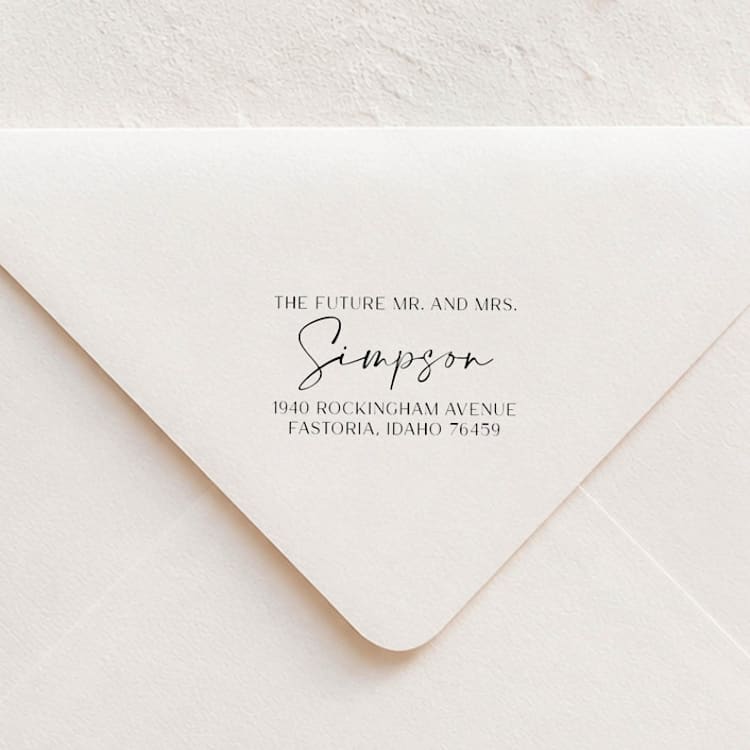 "Future Mr. & Mrs. Wedding Return Address Stamp | Self-Inking Stamp" - Address Stamps in multicolor by Sara Luke