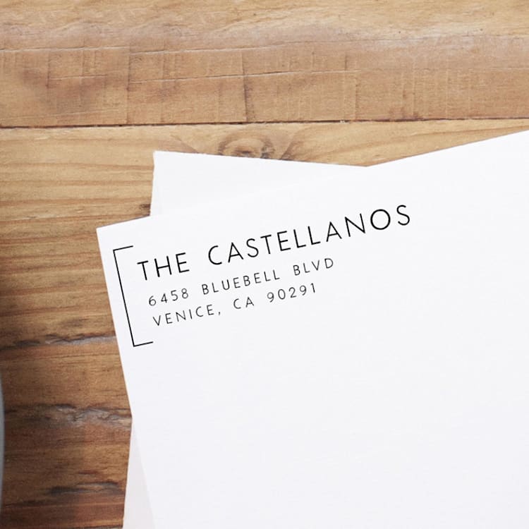 "Modern Bracket Custom Address Stamp | Self Inking" - Address Stamps in black by Sara Luke