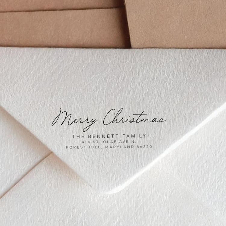 "Elegant Address Stamp for Christmas Cards | Self-Inking Stamp" - Address Stamps in black by Sara Luke