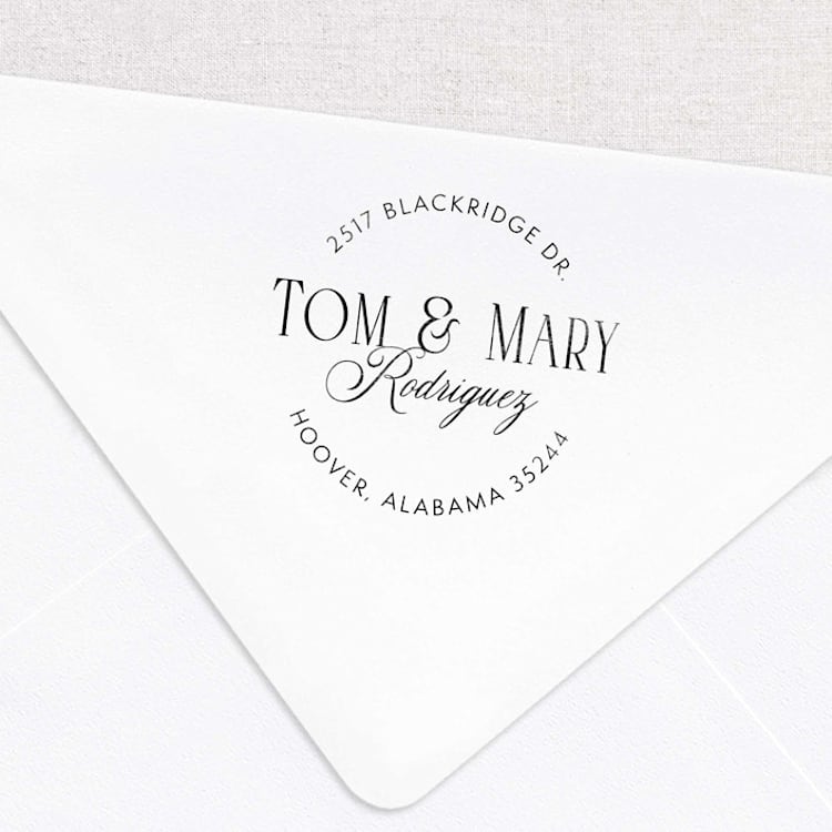 "Classic Round Custom Address Stamp | Personalized Wooden Rubber Stamp" - Address Stamps in multicolorassorted-colors by Alyssa Cook
