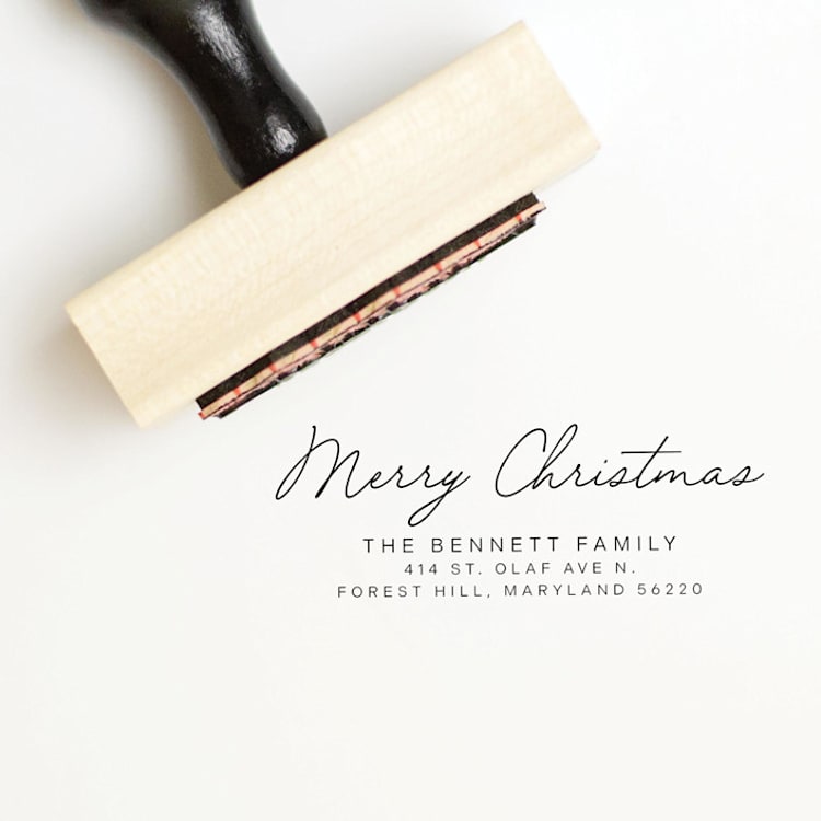 "Elegant Address Stamp for Christmas Cards | Wood Handle Stamp" - Address Stamps in multicolorassorted-colors by Sara Luke