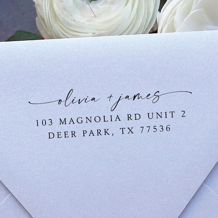 "Classic Love Address Stamp | Self Inking Return Address Stamp" - Address Stamps in black by Samantha Malvey