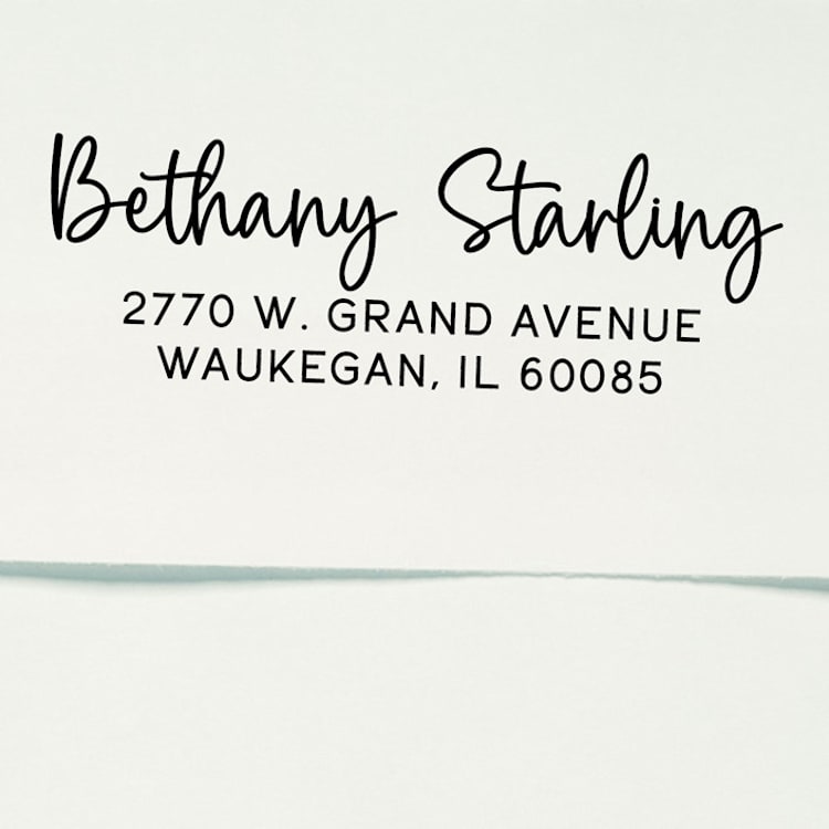 "Script Custom Address Stamp | Self Inking" - Address Stamps in black by Sara Luke