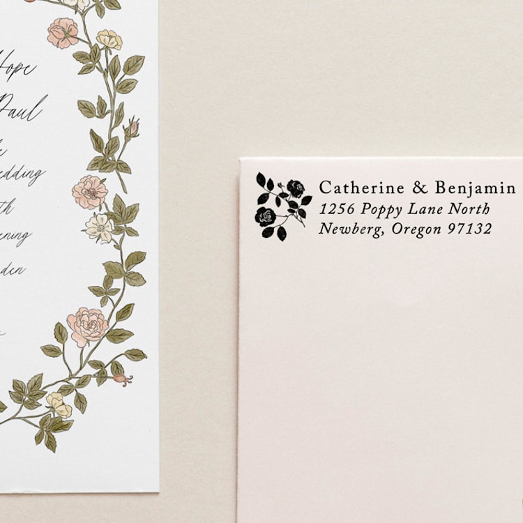 "Vintage Roses Address Stamp" - Address Stamps in multicolorassorted-colors by Tara Grangroth