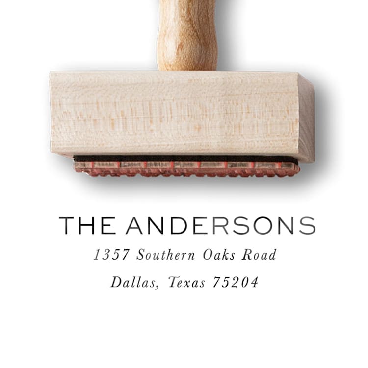 "Custom Return Address Stamp | Modern Wooden Rubber Stamp" - Address Stamps in blue by Alyssa Cook