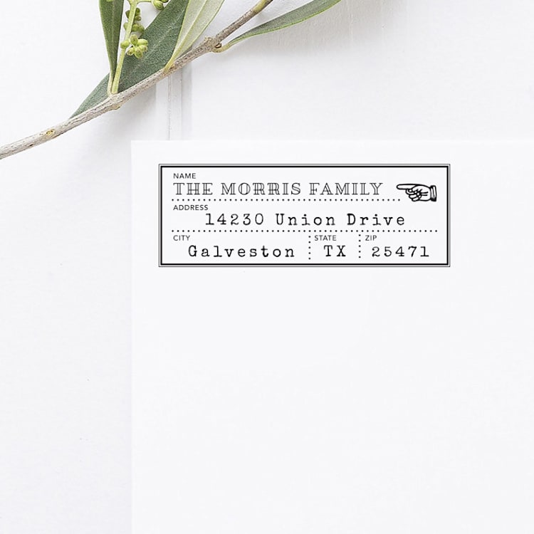 "Retro Return Address Self Inking Stamp" - Address Stamps in black by Port of Reverie