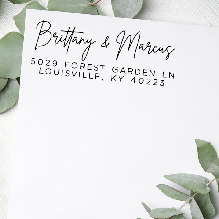 "Custom Modern Couple Address Stamp | Self-Inking | Black Ink" - Address Stamps in white by Casey Harp