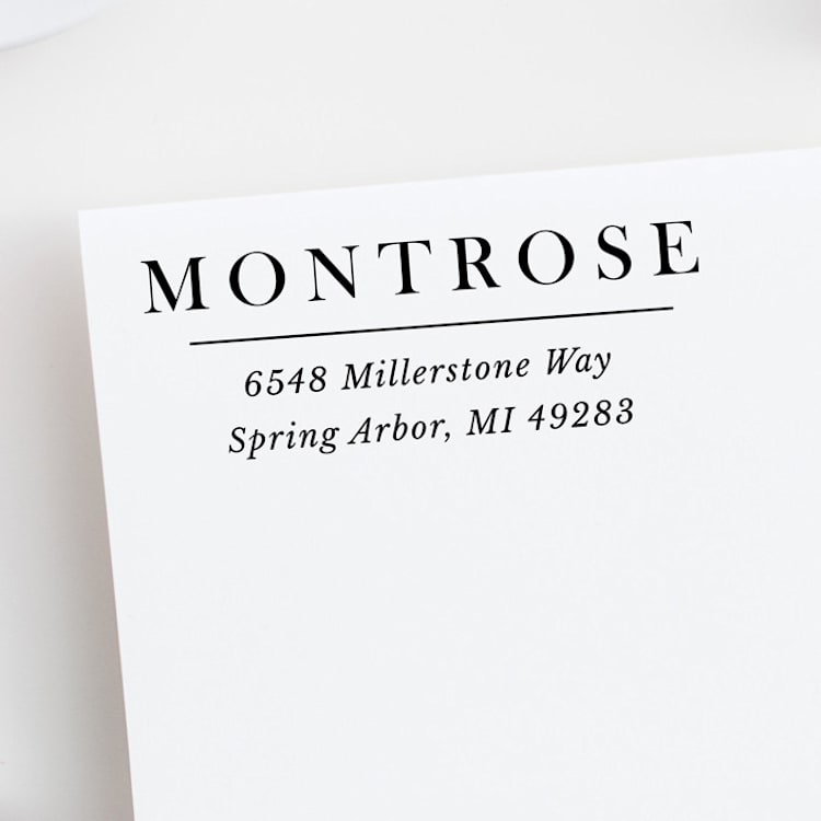 "Modern Custom Address Stamp in a Minimalist Style | Self Inking" - Address Stamps in black by Sara Luke