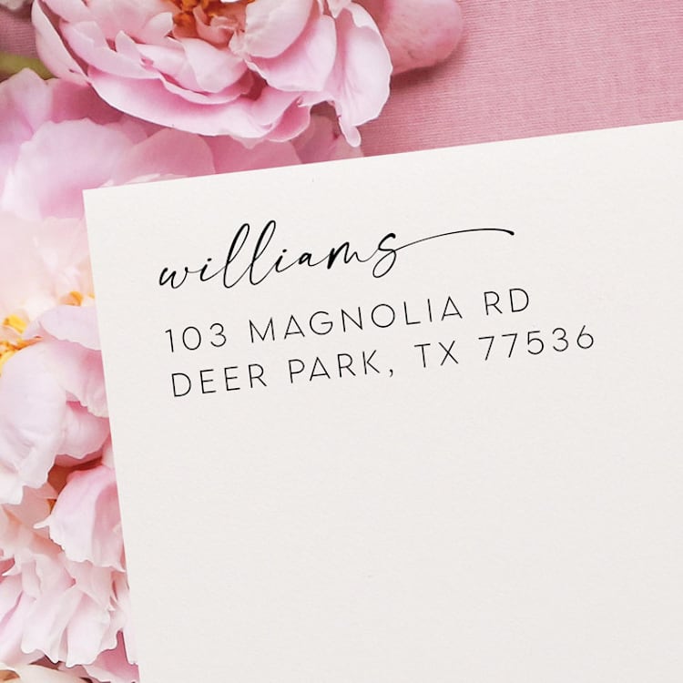 "Custom Family Address Stamp | Self Inking Return Address Stamp" - Address Stamps in black by Samantha Malvey