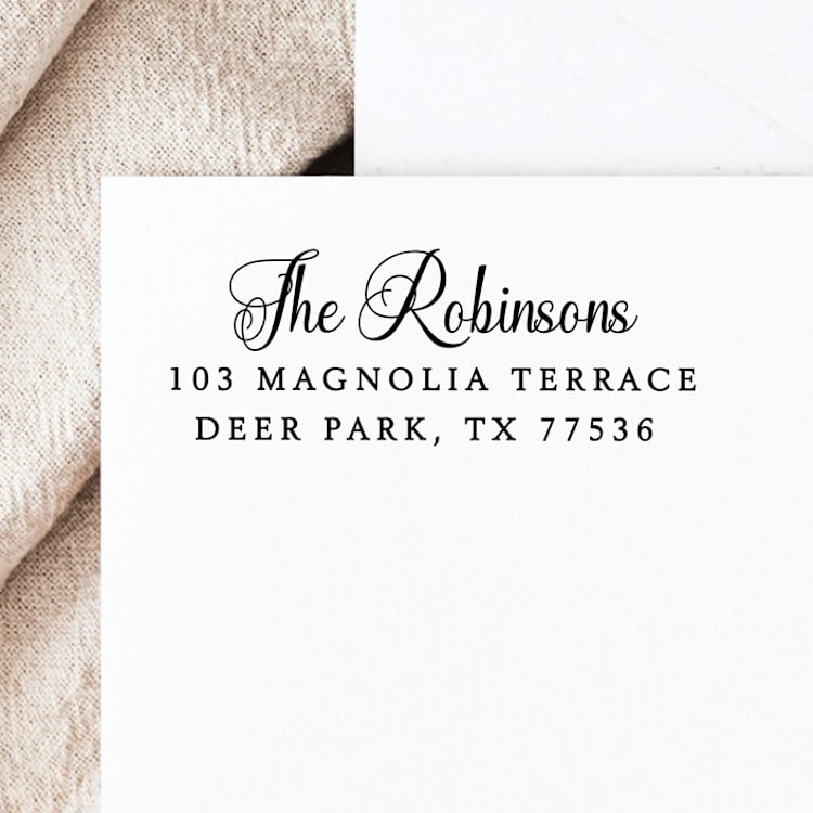 "Luxe Address Stamp | Self-Inking Return Address Stamp" - Address Stamps in black by Samantha Malvey