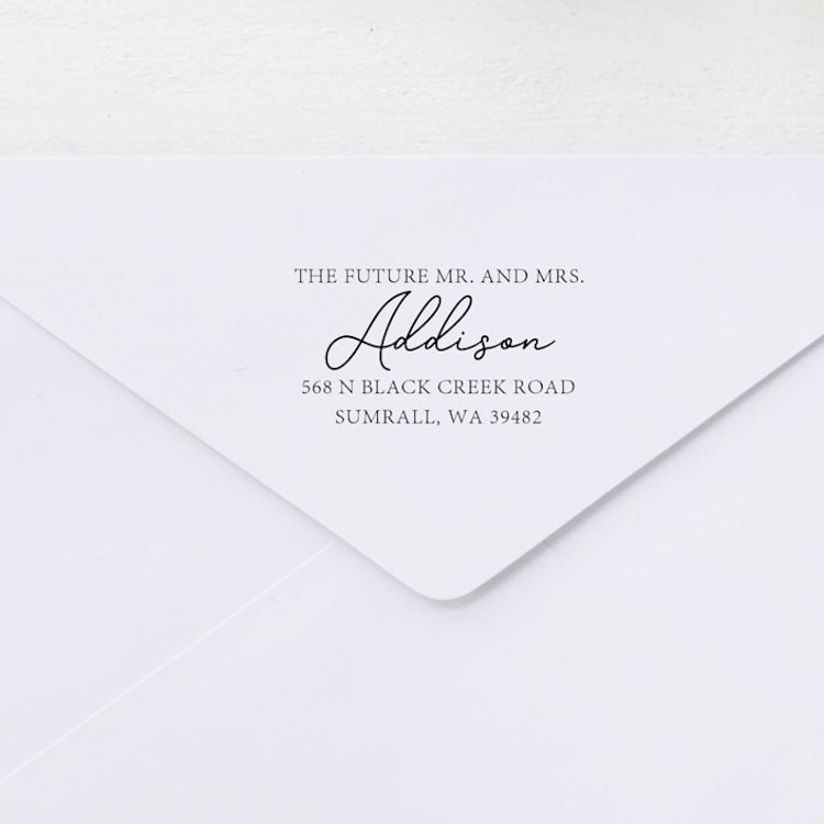 "Future Mr. and Mrs. Address Stamp | Self-inking Stamp" - Address Stamps in multicolorassorted-colors by Sara Luke