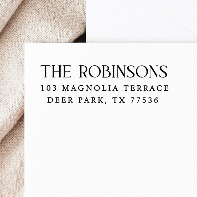 "Contemporary Address Stamp | Self-Inking Return Address Stamp" - Address Stamps in black by Samantha Malvey