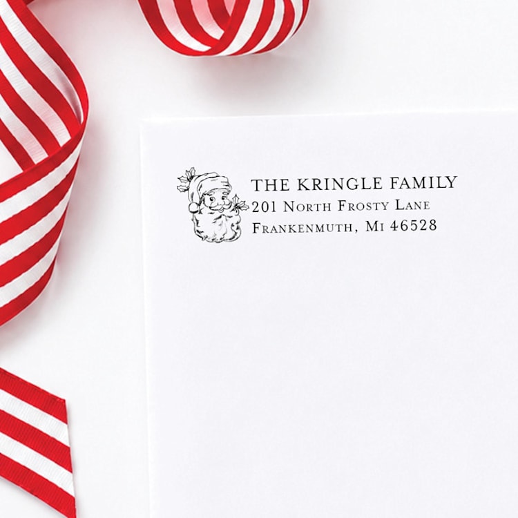 "Vintage Santa Address Stamp for Christmas Cards | Self-Inking Stamp" - Address Stamps in multicolorassorted-colors by Sara Luke