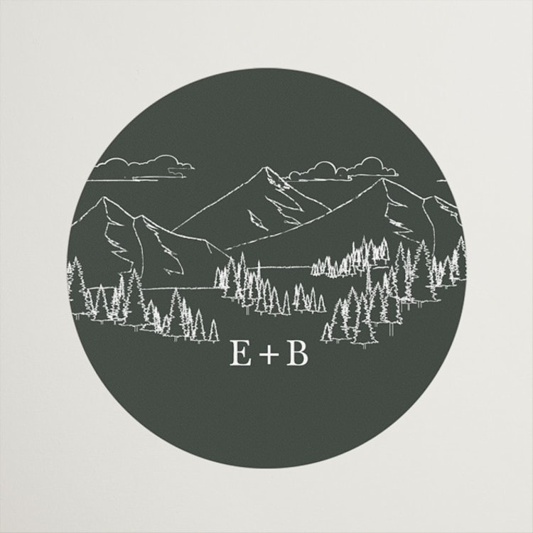 "Peaks" - Wedding Favor Stickers in Hunter by Sarah Brown - Front