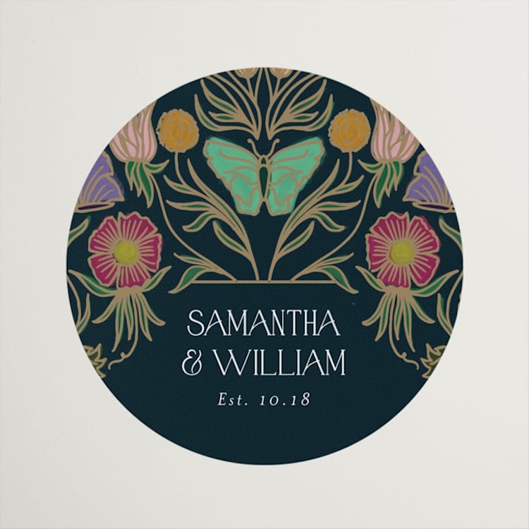 "Gilded Tapestry" - Wedding Favor Stickers in Midnight Garden by Simona Camp - Front