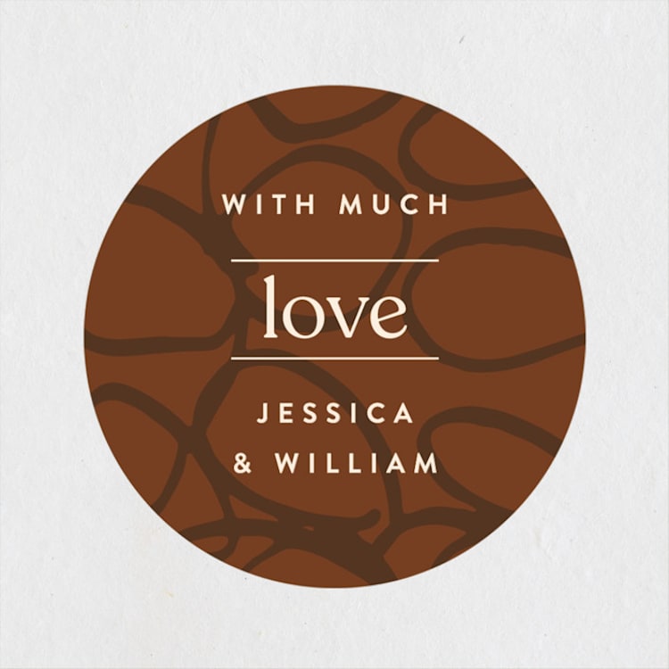"Private Affair" - Wedding Favor Stickers in Cinnamon by Nazia Hyder - Front