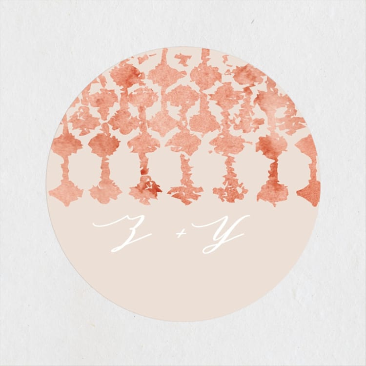 "Moroccan Jewel" - Wedding Favor Stickers in Sepia Sunset by Zhay Smith - Front